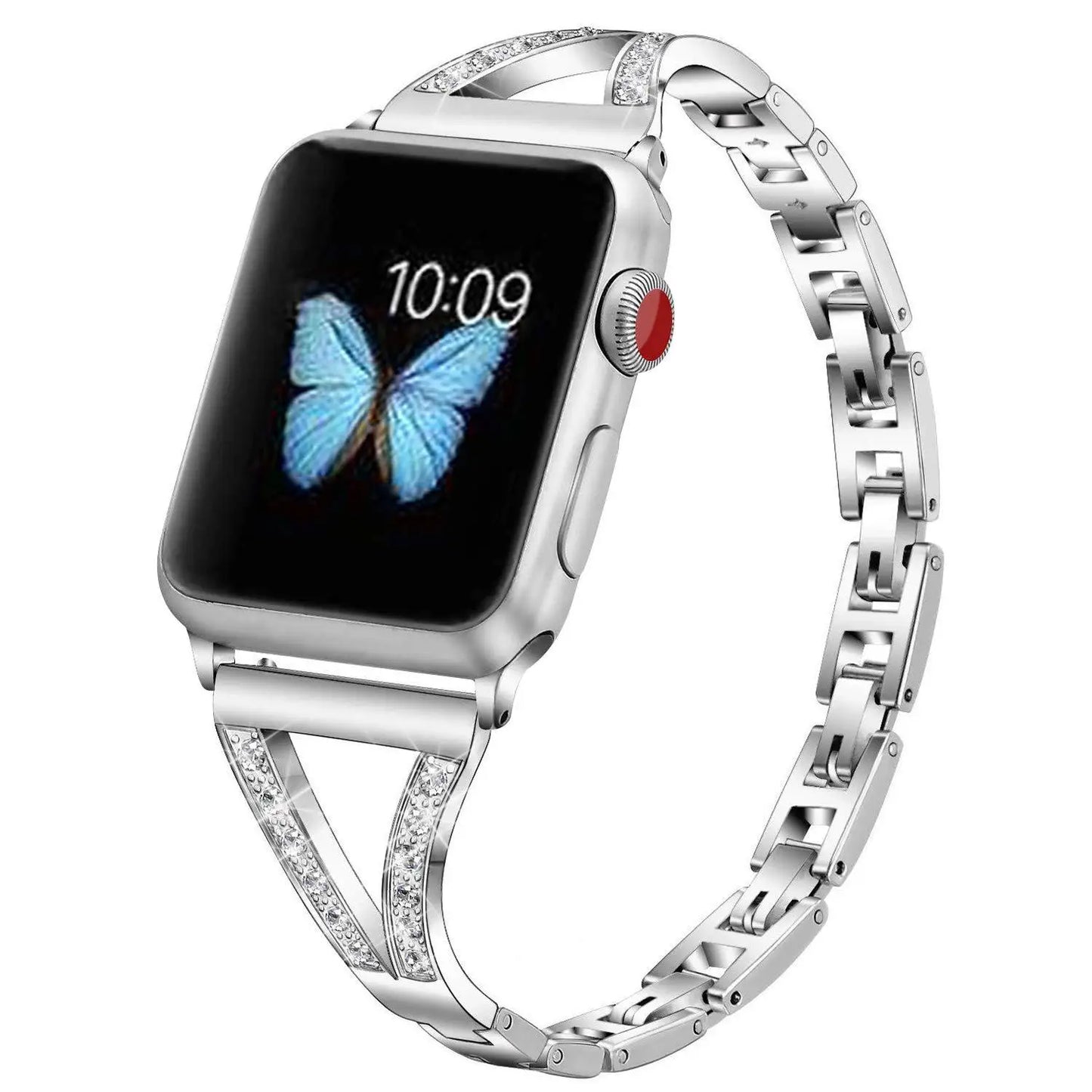 Slim Jeweled Stainless Steel Apple Watch Band