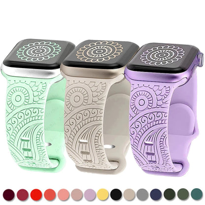 Silicone Engraved Tribal Apple Watch Band