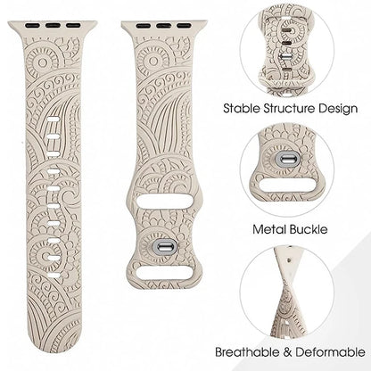 Silicone Engraved Tribal Apple Watch Band