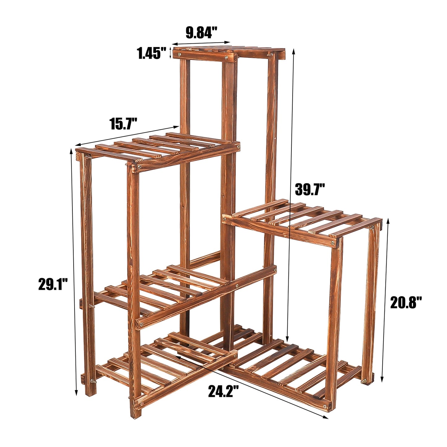 Plant Corner Stand 6 Tier Wood Shelf Indoor Outdoor Garden Patio Displaying Shelves Rack for Flowers Succulents Planter Pots - Sierra Home Co.