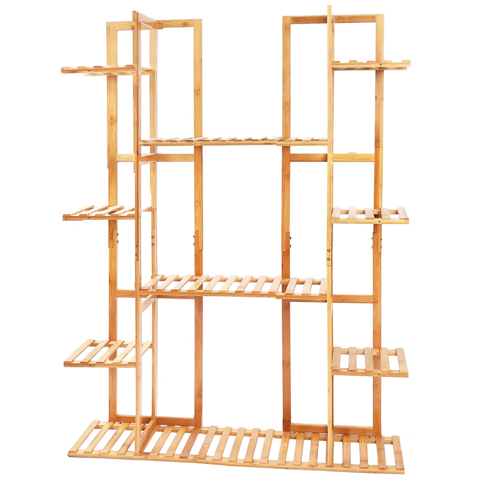 9 Tier Bamboo 17 Potted Plant Stand Rack Multiple Flower Pot Holder Shelf Indoor Outdoor Planter Display Shelving Unit for Patio - Sierra Home Co.