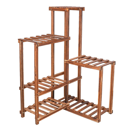 Plant Corner Stand 6 Tier Wood Shelf Indoor Outdoor Garden Patio Displaying Shelves Rack for Flowers Succulents Planter Pots - Sierra Home Co.