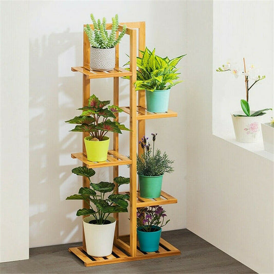 Bamboo 5 / 6  Tier  Plant Stand Rack Multiple Flower Pot Holder Shelf Indoor Outdoor Planter Display Shelving Unit for Patio - Sierra Home Co.